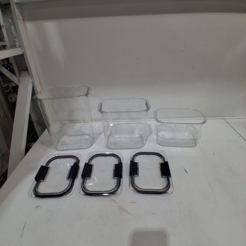 3PC RUBBERMAID BRILLIANCE PANTRY 360* CRYSTAL CLEAR CONTAINERS - 7.5 C , 12 C & 16 C - (MODEL: 2143290) image 2