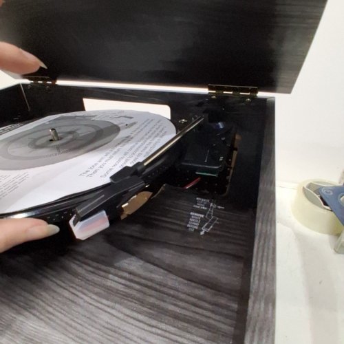 VICTROLA NOSTALGIC 6-IN-1 "QUINCY" RECORD PLAYER MULTI-MEDIA CENTER W/ BUILT-IN SPEAKERS, 3-SPEED TURNTABLE, CD, CASSETTE, BLUETOOTH & AM/FM RADIO - GREY (MODEL: VTA-200B) image 3