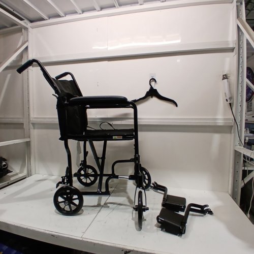 DRIVE MEDICAL FOLDING TRANSPORT WHEELCHAIR WITH SWING AWAY FOOT REST - 300LBS MAX- 19''- BLACK (MODEL: ATC19-BK) image 2
