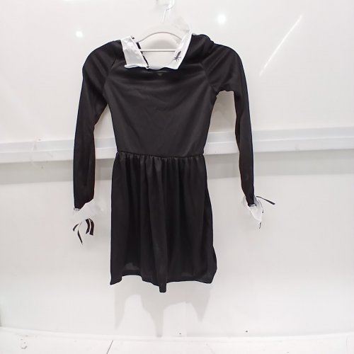 PARTYHOLIC GIRLS GOTHIC PIGTAIL WOMAN DRESS - GIRLS MEDIUM 8-10 - BLACK / WHITE image 2
