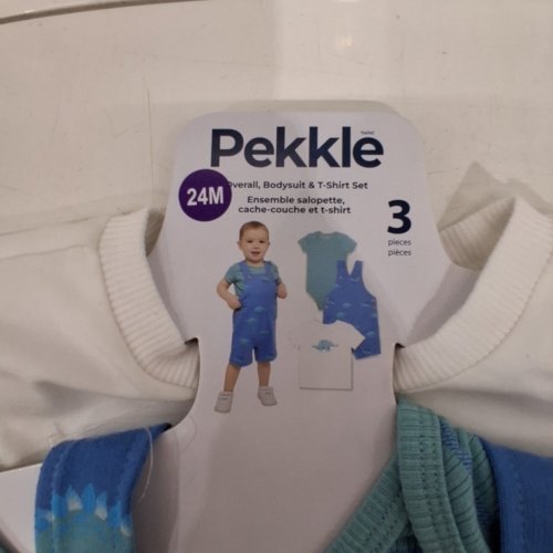 3PC PEKKLE OVERALL BODY SUIT AND TSHIRT SET - 18 MONTHS - BLUE (STYLE: 1769901) image 3