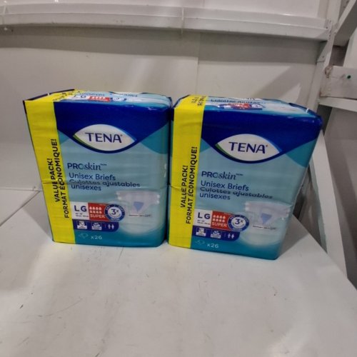 2 (26PK) TENA UNISEX PROSKIN OVERNIGHT STRETCH BRIEFS (52 TOTAL) - LARGE - SUPER ABSORBENCY - (MODEL: 055856) image 2