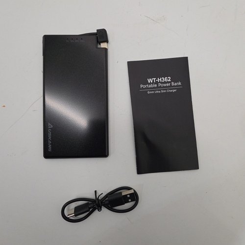 AUSKANG ULTRA SLIM POWER BANK WITH BUILT-IN LIGHTNING CABLE - 5000MAH - BLACK (MODEL: WT-H362) image 3