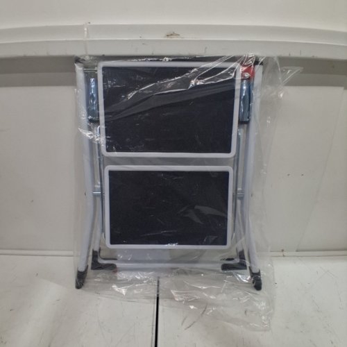 ERGONOMIC FOLDING STEEL STEP STOOL WITH WIDE ANTI-SLIP PEDAL - 2-STEP 330LBS CAPACITY - BLACK/WHITE (MODEL: WK2031) image 3