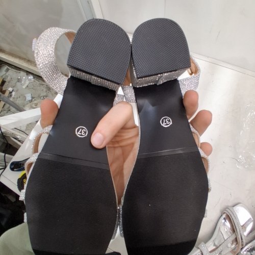 WOMEN'S GLITTER STRAPPY SANDALS - SIZE 6/6.5 (EU: 37) - SILVER image 3
