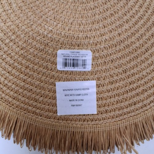 6PK ROUND WOVEN FRINGED PLACEMAT - 14" - TAN image 3