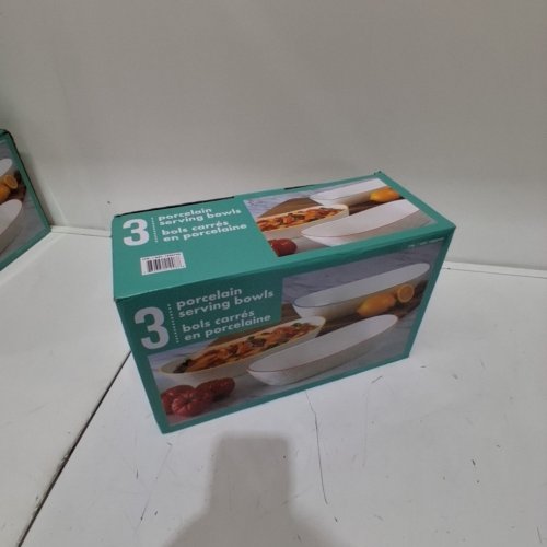 3PK PORCELAIN SERVING BOWLS - 13" - WHITE/ASSORTED COLORS (MODEL: 1890708) image 3