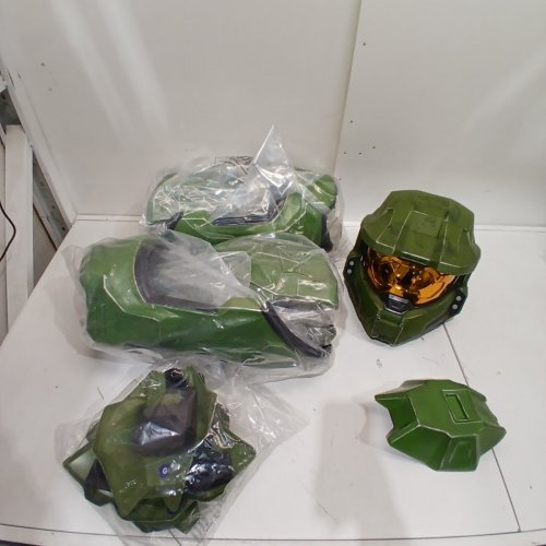 26PC MEN'S DISGUISE MASTER CHIEF HALO INFINITE ULTRA PRESTIGE COSPLAY COSTUME, OFFICIAL HALO COSTUME FOR ADULTS WITH WORKING LED LIGHT HELMET - XXL (50-52) - GREEN image 3
