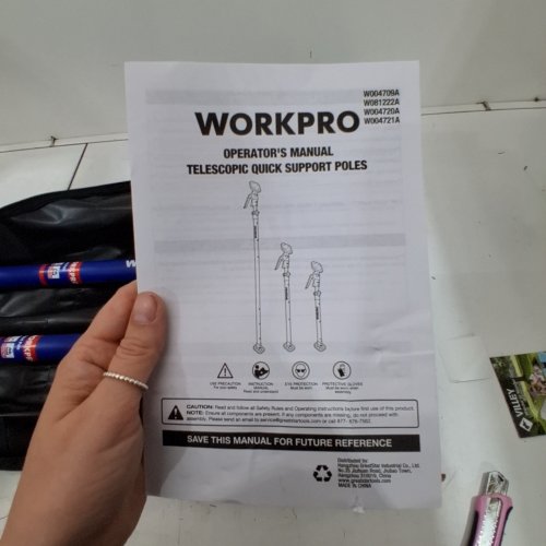 2PK WORKPRO CABINET JACK SUPPORT POLE WITH 154 LBS CAPACITY - 49" - 114" - RED\BLUE (MODEL: W004709AE) image 2