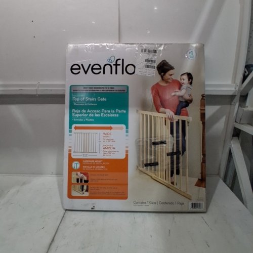 EVENFLO WALK-THRU TOP OF STAIRS EXTRA WIDE BABY & PET GATE - 32" X 30" - 48" - NATURAL WOOD BROWN (MODEL: 1050500 1050) image 3