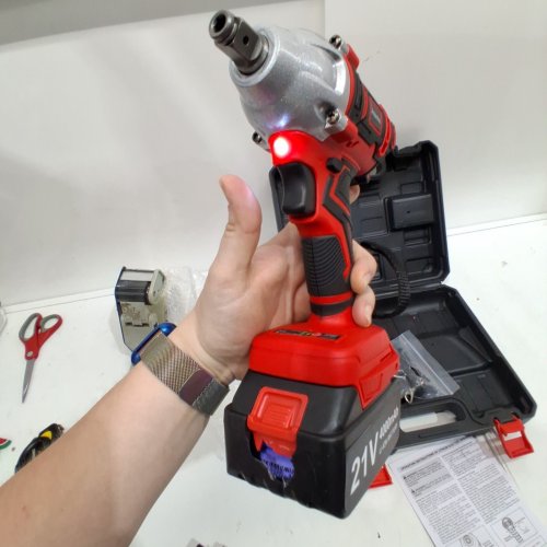 AREYOURSHOP BRUSHLESS CORDLESS ELECTRIC WRENCH - 1/2" - 21 V - RED/BLACK image 2