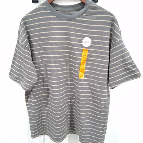 WOMEN'S GEORGE TEXTURED STRIPE LOOSE T-SHIRT - MEDIUM - GREY (STYLE: GRS61328MN) image 2