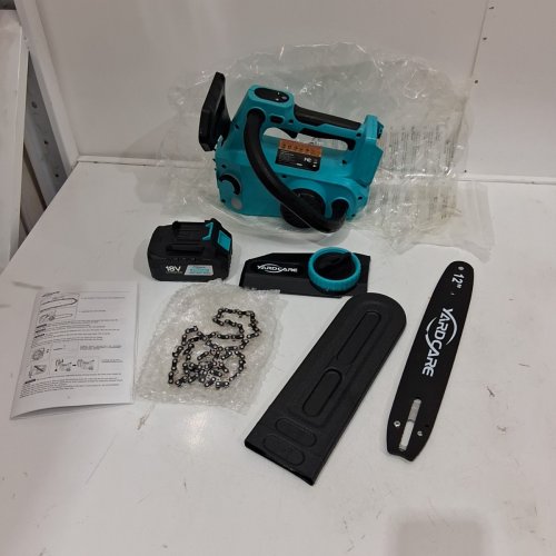 YARDCARE ELECTRIC CORDLESS CHAINSAW TOP HAND SAW WITH BATTERY & CHARGER - LED DISPLAY-12" BLADE - 18V - BLACK/BLUE (MODEL: BTCS20012) image 2