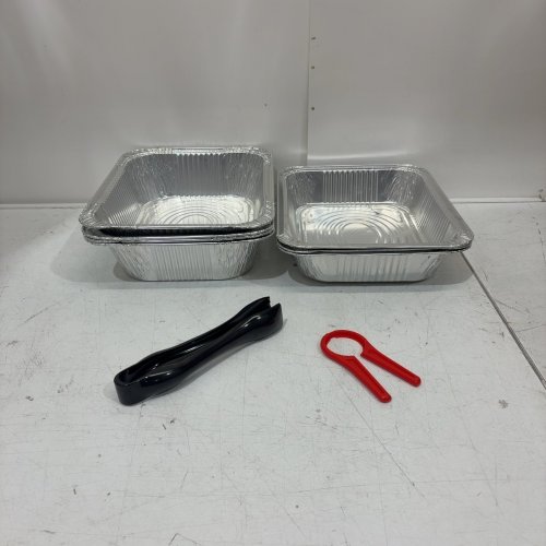 ALPHA HALF SIZE BUFFET SERVING SET - WITH STANDS AND TRAYS- SILVER (MODEL: 70639) image 3