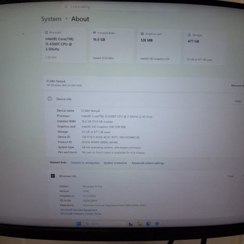 HP ELITEDESK 800 G3 DESKTOP MINI PC - 512GB SSD - 16GB DDR4 RAM - INTEL I5-6500T - windows11 pro -black image 3