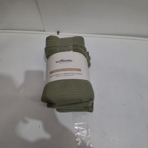 4PK WELHOME WAFFLE TEXTURE HAND TOWELS -15.35" X 30" - GREEN- (MODEL:1996328) image 2