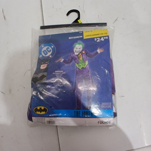 2PC BOYS RUBIES JOKER COSTUME WITH MASK - LARGE (10/12)- PURPLE / GREEN image 2