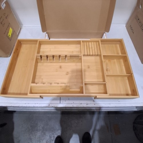 LANDMOK LARGE EXPANDABLE BAMBOO CUTLERY/UTENSIL DRAWER ORGANIZER - 17.7" TO 29.5" X 15.8" - NATURAL image 3