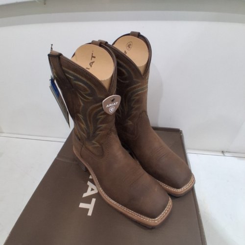 MEN'S ARIAT HYBRID RANCHER H2O WATERPROOF WESTERN BOOT - SIZE 12D MEDIUM - OILY DISTRESSED BROWN (STYLE: 10014067) image 4