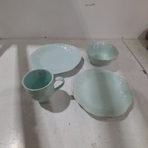 4PC LENOX FRENCH PERLE BEAD PLACE SETTING - ICE BLUE (MODEL: 829070) image 2