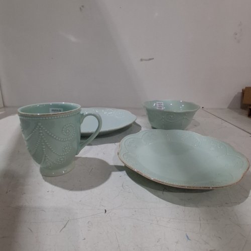 4PC LENOX FRENCH PERLE BEAD PLACE SETTING - ICE BLUE (MODEL: 829070) image 3