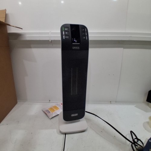DELONGHI CERAMIC OSCILLATING TOWER HEATER FAN WITH REMOTE - 1500W - BLACK/OFFWHITE - (MODEL:HFX65V15) image 3