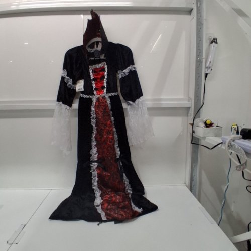 GIRL'S QUEEN OF THE DEAD COSTUME DRESS WITH COLLAR - LARGE 10/12 - BLACK/RED/WHITE (STYLE: 149771 L) image 3