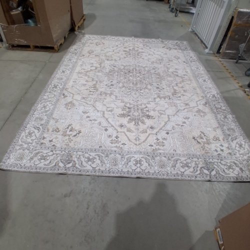 STYLISH ORNATE PATTERNED AREA RUG FOR HOME - 9FT X 12FT - CREAM/GRAY image 3