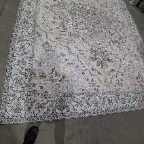 STYLISH ORNATE PATTERNED AREA RUG FOR HOME - 9FT X 12FT - CREAM/GRAY image 4