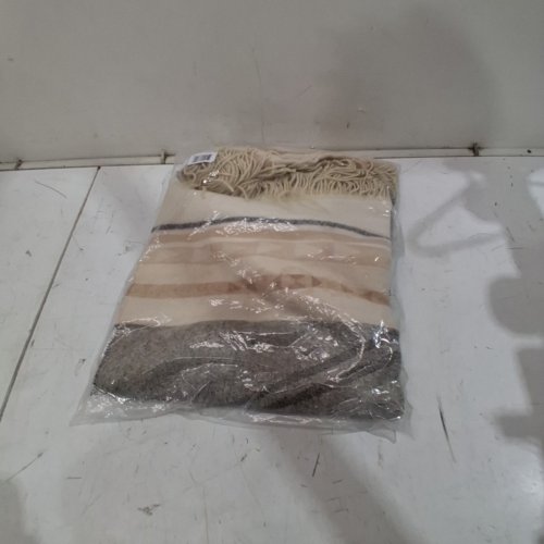 TRIED AND TRU POLYESTER WRAP OR SCARF - OSFM - BEIGE AND GRAY image 4