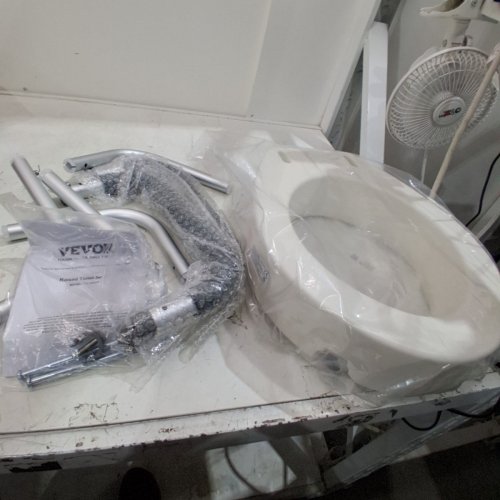 VEVOR RAISED TOILET SEAT - ALUMINUM HANDRAIL - 3.5"-17.3"-13.8" - WHITE - (MODEL: FBL760599) image 2