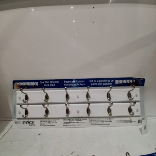 2PK BIRDROCK HOME WALL MOUNTED COAT RACK HOOK RAILS - 27" - WHITE (MODEL: 1164508) image 3