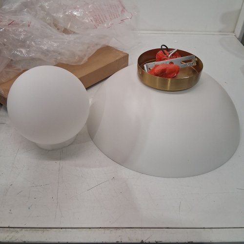 GLOBE SELMA FLUSH MOUNT CEILING LIGHT WITH WHITE OPAL GLASS SHADE 13" - WHITE image 3