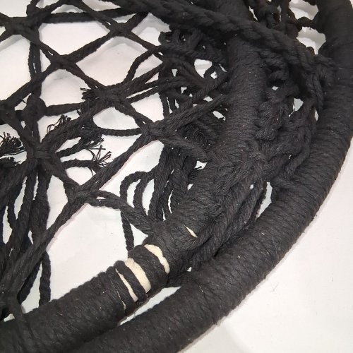 KID'S HANGING MACRAME SWING/HAMMOCK CHAIR - KNITTED COTTON ROPE - 28" DIAMETER - BLACK image 4
