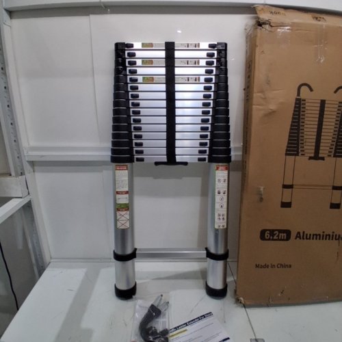 RIKADE TELESCOPIC EXTENSION LADDER WITH STABLE HOOK - 20FT - 330LBS CAP - SILVER (MODEL: XQ-GGT) image 2