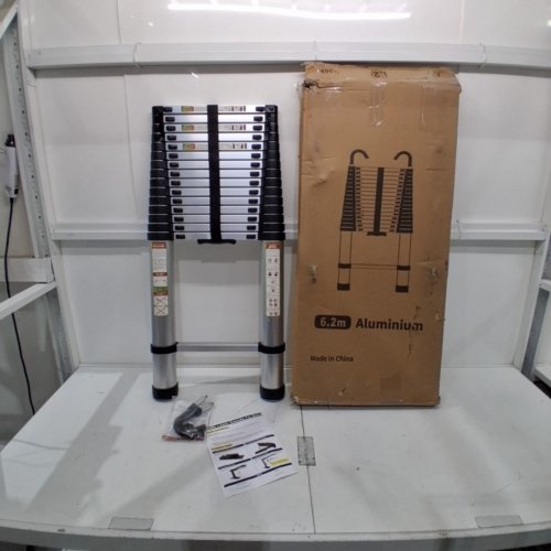 RIKADE TELESCOPIC EXTENSION LADDER WITH STABLE HOOK - 20FT - 330LBS CAP - SILVER (MODEL: XQ-GGT) image 3