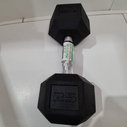 GOZONE RUBBER-COATED HEX DUMBBELL - 25LBS – BLACK/CHROME image 4