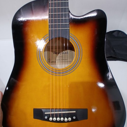 ROSEFINCH 38"' ACOUSTIC GUITAR STARTER BUNDLE KIT - RIGHT-HANDED - 3/4 - BLACK / ORANGE - (MODEL: AGT16) image 5