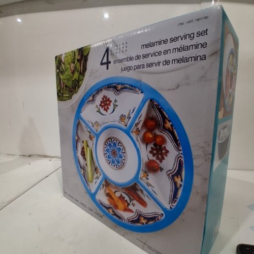 4PC PANDEX MELAMINE SERVING SET, BLUE PATTERN (MODEL:1901790) image 2
