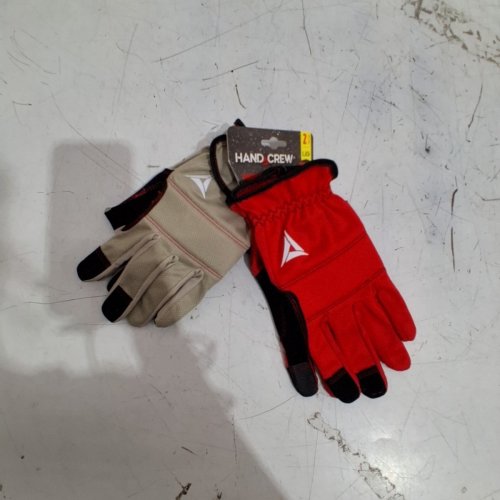 2PR HAND CREW WORK GLOVES - LARGE - RED/BEIGE image 2