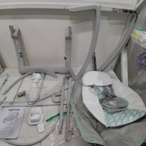 INGENUITY 3-IN-1 KEEP COZY GROW WITH ME VIBRATING BABY BOUNCER, ROCKER & CHAIR - 40LBS CAPACITY - WEAVER THEME GREY/WHITE/GREEN (MODEL: ‎12428) image 3