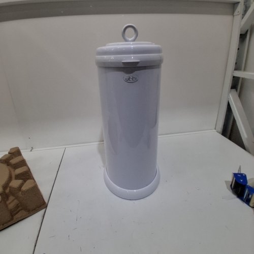 UBBI 13GAL STEEL DIAPER PAIL LOCKS IN ODOR CHILD SAFETY LOCK, WHITE image 2