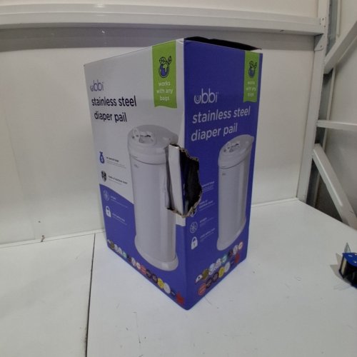 UBBI 13GAL STEEL DIAPER PAIL LOCKS IN ODOR CHILD SAFETY LOCK, WHITE image 4