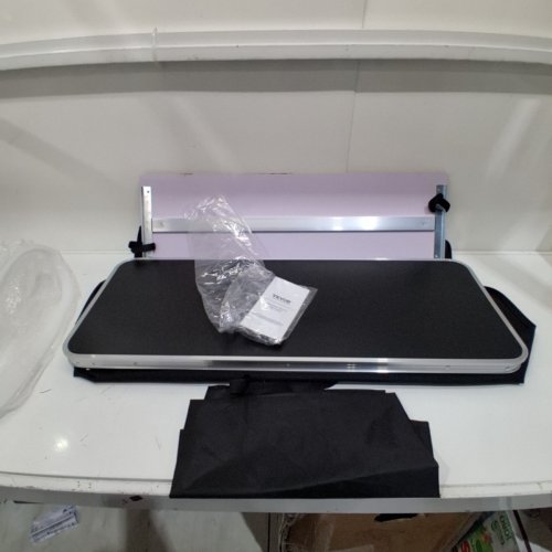 VEVOR FOLDING TABLE FOR BAR/TRADE SHOWS/HOME WITH CARRY BAG VELCRO FABRIC SHIELD AND SHELF - 38" X 34" X 15" - 110LB CAP - BLACK/SILVER - (MODEL: DX9930) image 2