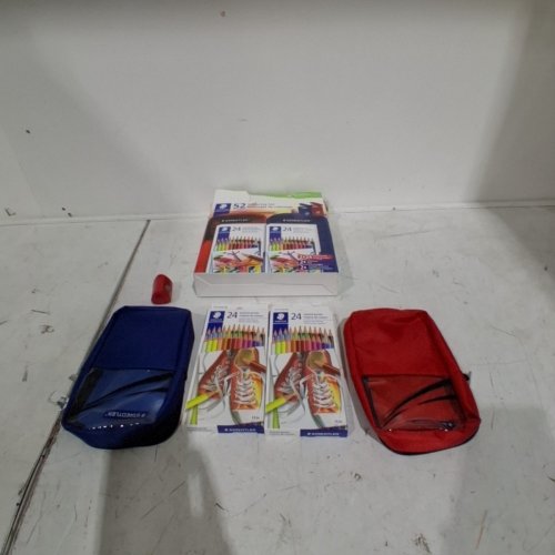 52PC STAEDTLER COLOURING PENCIL SET - WITH PENCIL CASES AND SHARPENERS - ASSORTED COLOURS (MODEL: 2464444) image 3