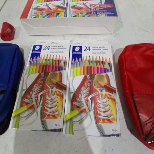 52PC STAEDTLER COLOURING PENCIL SET - WITH PENCIL CASES AND SHARPENERS - ASSORTED COLOURS (MODEL: 2464444) image 4