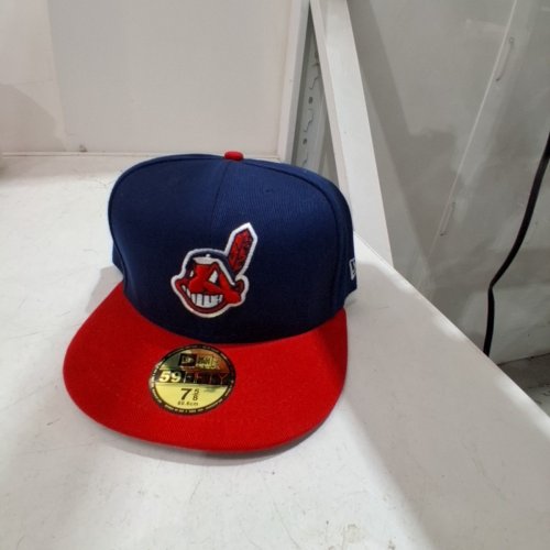 MEN'S NEW ERA 59FIFTY MLB CLEVELAND INDIANS BASEBALL HAT - 7 5/8 - BLUE/RED image 2