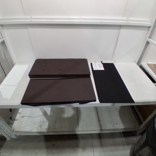 COLLAPSIBLE FABRIC STORAGE OTTOMAN WITH FAUX LEATHER LID - 30" X 15" X 12" - BROWN image 2