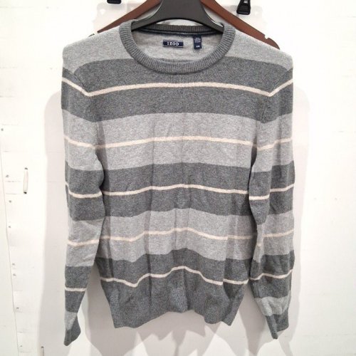 MEN'S IZOD STRIPED CREWNECK SWEATER - MEDIUM - GREY (STYLE: IZFIF93R) image 2