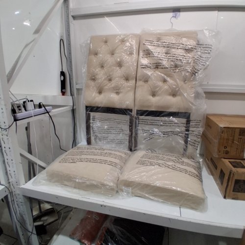 2PK COLAMY TUFTED UPHOLSTERED DINING CHAIR - 39" X 18" X 27" - BEIGE (MODEL: B242) image 2